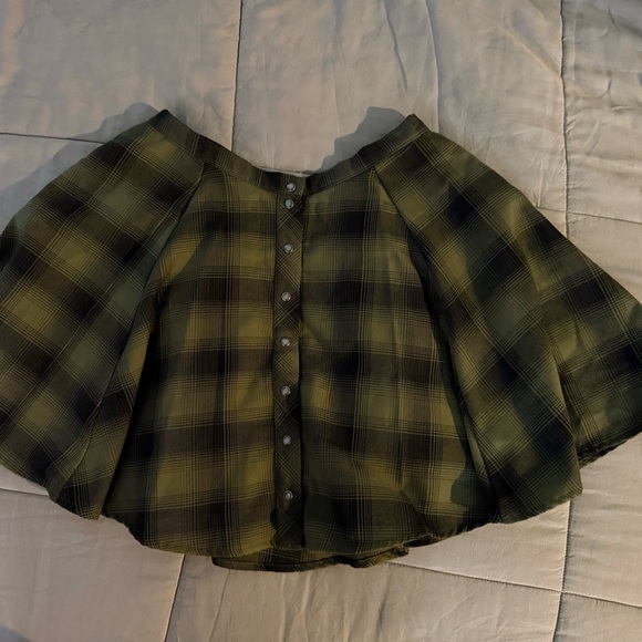 DIXXON Dresses & Skirts - DIXXON Green Plaid Skater Skirt